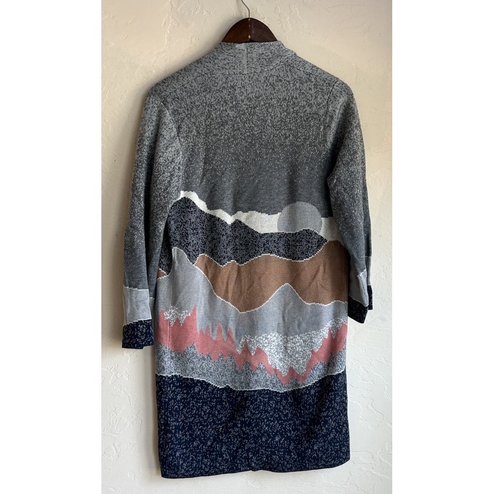 Maxsport Vertigo Midi Long Cardigan Sweater XS Landscape Print Intarsia Knit